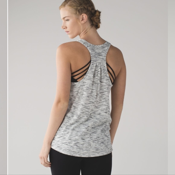 Lululemon Salute the Sun Singlet II Tiger Space Dye Black White - Picture 1 of 12
